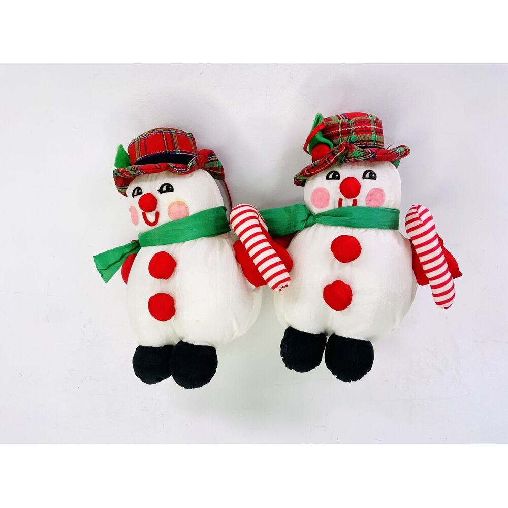 Snowman Plush Vintage International Silver Co Squishy Nylon 2 Pack 1993 Bundle